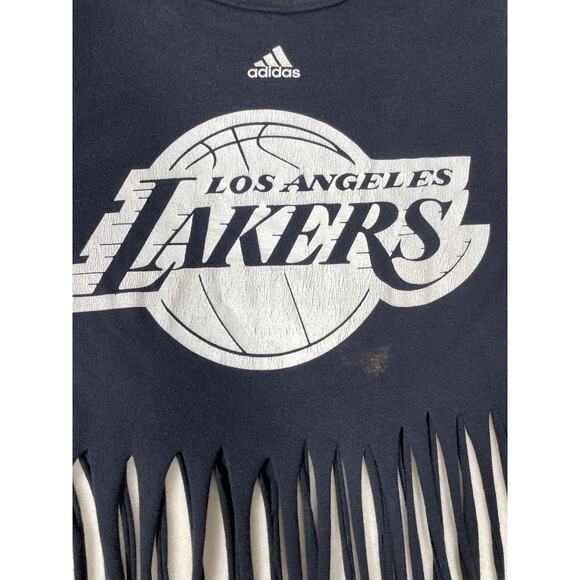 Adidas Lakers Fringe Crop Top DIY Beaded Tee Size Small - Picture 6 of 8